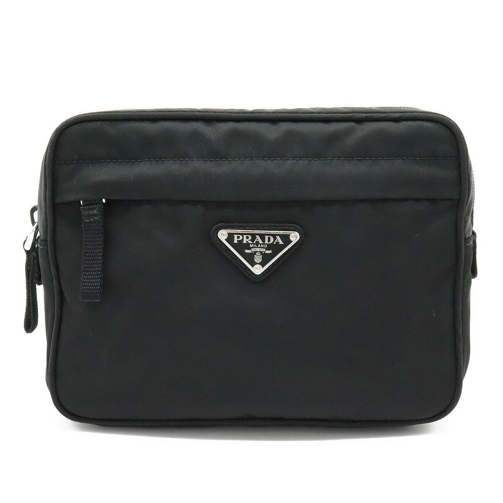 Prada Waist Pouch Clutch Bag Hip Body Shoulder NERO Black